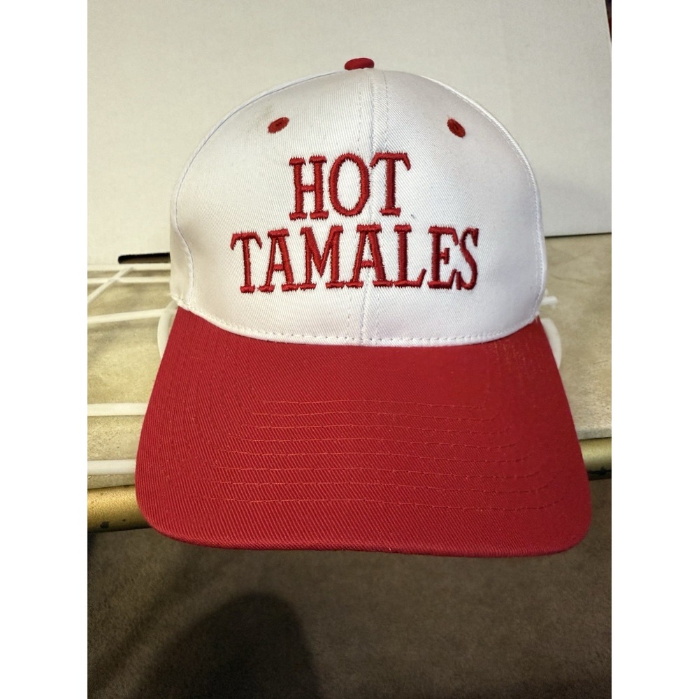 Vintage Hot Tamales Hat Red White Embroidered Snapback 90s Nissun Cap Taiwan